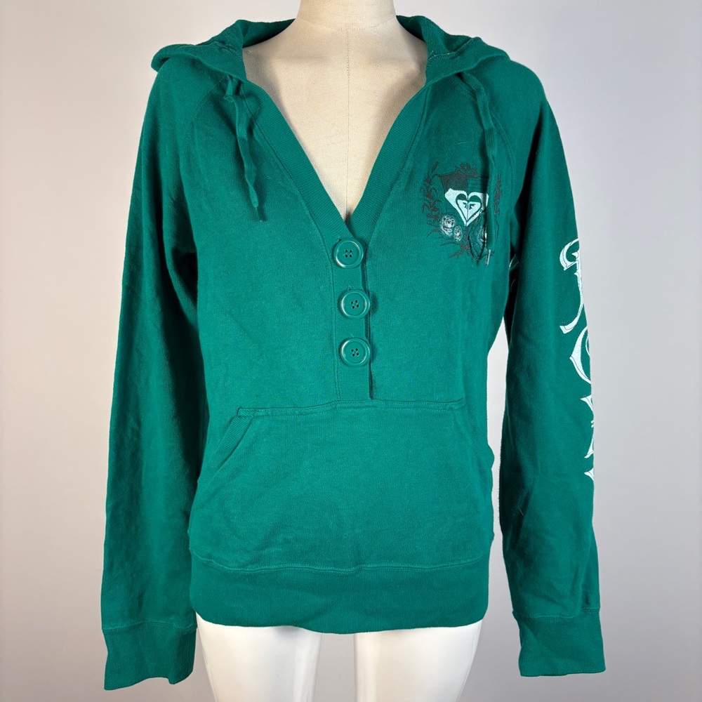 00s ROXY sage green zip up hoodie 🦋 surfers dream y2k cyber skater vibe